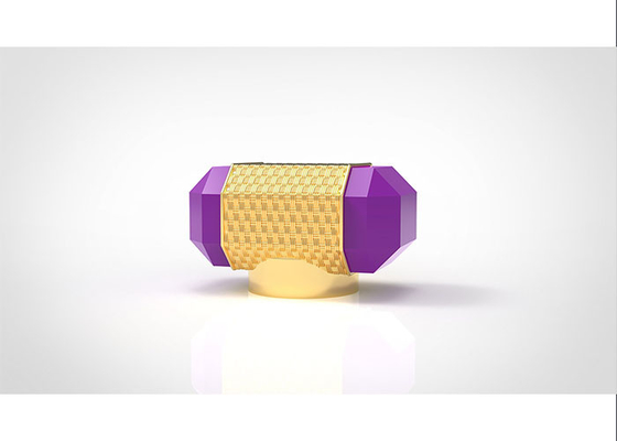 Mor Taş Lüks Zamac Yaratıcı Parfüm Şişesi Kapağı 15mm Altın Metal Çinko Alaşımı