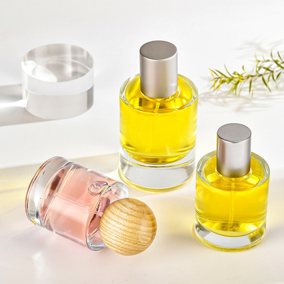 satın al Parfüm Cam Şişe 30ml 50ml Süngü Silindir Şeffaf Parfüm Alt Ambalaj Kozmetik Ahşap Kapaklı Şişe Sprey online manufacture