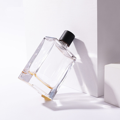 satın al 100 ml yaratıcı parfüm şişesi cam şişe zamzk plastik kapaklı kare sprey boş şişe taşınabilir kozmetik şişesi online manufacture