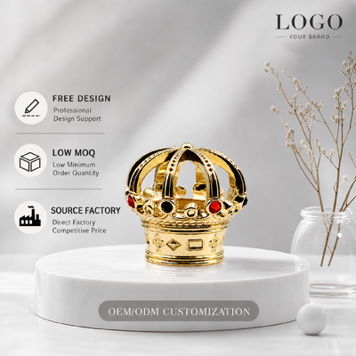 satın al Lüks Hollow King Crown Zamac Parfüm Kapağı Altın Kaplama Yapıştırılmış Rhinestone Kraliyet Parfüm Kapağı Sink Alaşım Metal Parfüm Şişesi Kapağı Özel Logo FEA15 Dubai için Oud Attar Parfüm Şişesi Çevrimiçi üretim