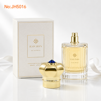 satın al Sıcak Satış Dubai Suudi Lüks Ayna Altın 8 Petal Crown Zamac Parfüm Kapak JH5016 Tek Sapphire Mavi Kristal Yumuşak Kraliyet Metal Oud Attar Şişe Kapağı Özel gravürlü Logo Çevrimiçi üretim