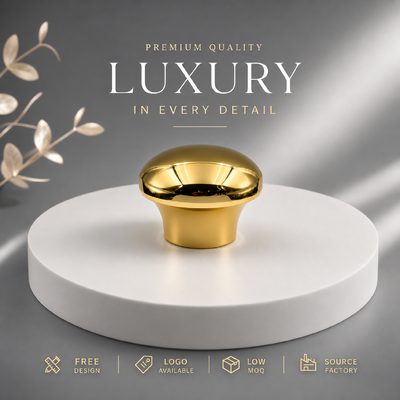satın al Premium Pürüzsüz Mantar Kubbe Ayna Altın Çinko Alaşım Parfüm Kapağı Katı Ağır Zamak Metal Kapak Minimalist Tasarımcı Parfüm Ambalajı Manyetik Çevrimiçi üretim