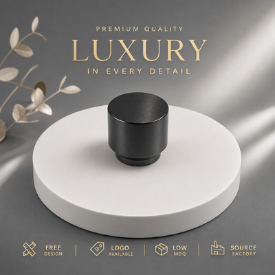 satın al Minimalist Silindir Çinko Alaşım Koku Kapağı Fırçalanmış Siyah Çift Katmanlı Parfüm Şişesi Üst Özel Logo Parfüm Cam Şişe Manyetik Çevrimiçi üretim