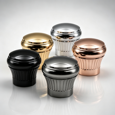 Fabrika Toptan Dikey Yivli Zamak Parfüm Kapağı Yuvarlak Kubbe Üst Metal Parfüm Şişesi Kapağı Altın Gümüş Rose Gold Siyah Gunmetal Özel Logo