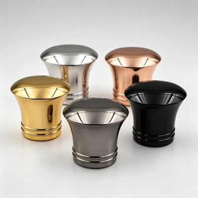 Fabrika Toptan Genişleyen Bel Tasarımı Zamak Parfüm Kapağı Çift Halkalı Taban Metal Parfüm Şişesi Kapağı Altın Gümüş Rose Gold Siyah Gunmetal Özel Logo