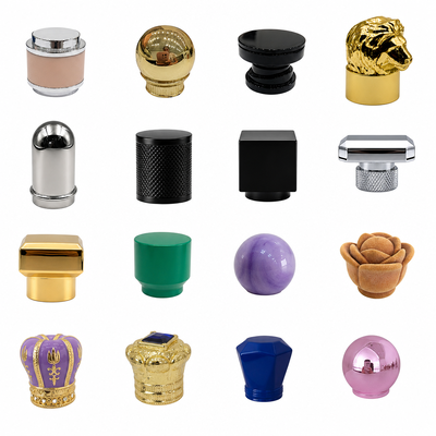 Golden Fragrance Bottle Lids Gold Plate Zinc Alloy Fragrance Bottle Lid Custom Logo for Perfume Bottle Wholesale Perfume Cap