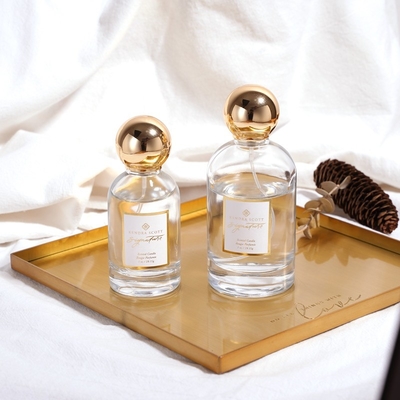 OEM Boş Yuvarlak Cam Zamak Altın Lüks Parfüm Şişesi 50ML 100ML